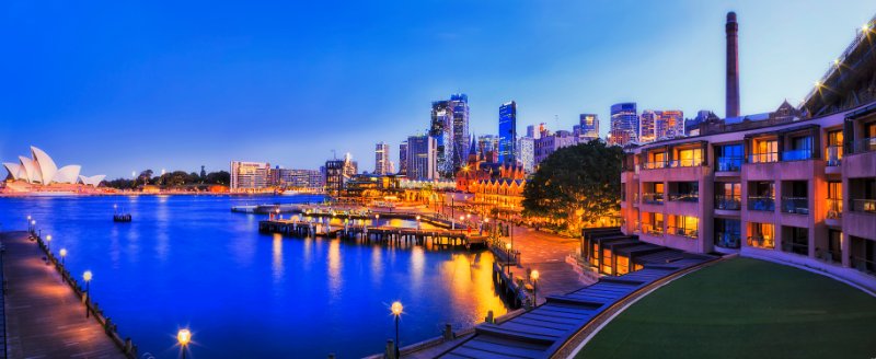 Panorama view outside Park Hyatt Sydney