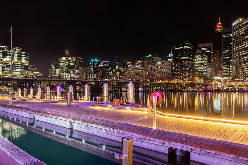 Darling Harbour City Lights View at Sydney Central Business District