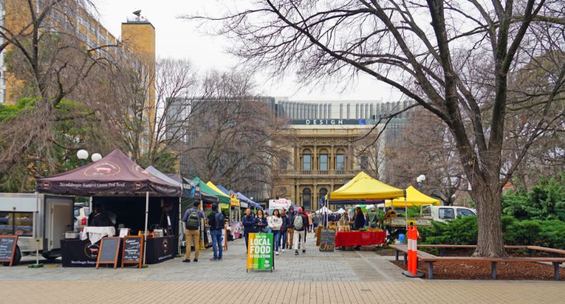 Farmers market on the campus of the University of Melbourne