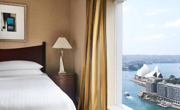 Marriott hotel room with a view of the coast