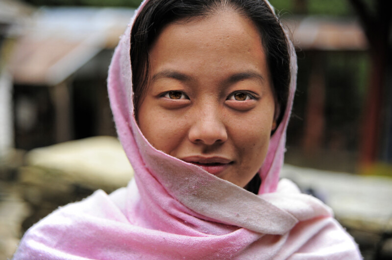 Nepali girl with a pink scarf 