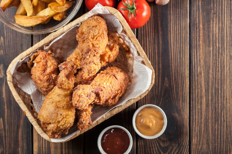 Breaded crispy fried kentucky chicken drumstick