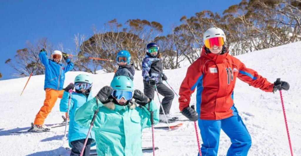 Skiing in the snow mountains