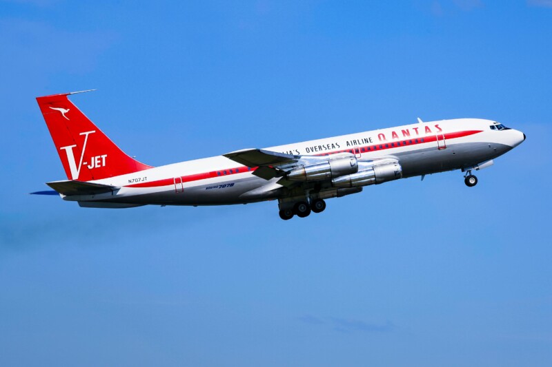 Qantas airplane in flight