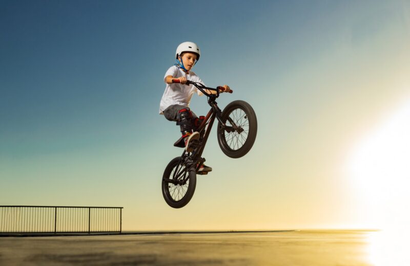 Riding a BMX bike