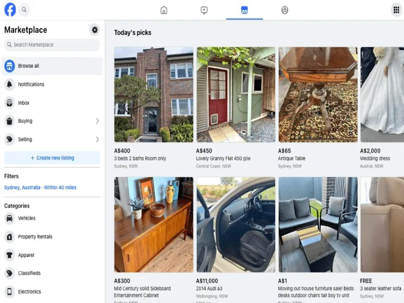 Facebook Marketplace app on a phone