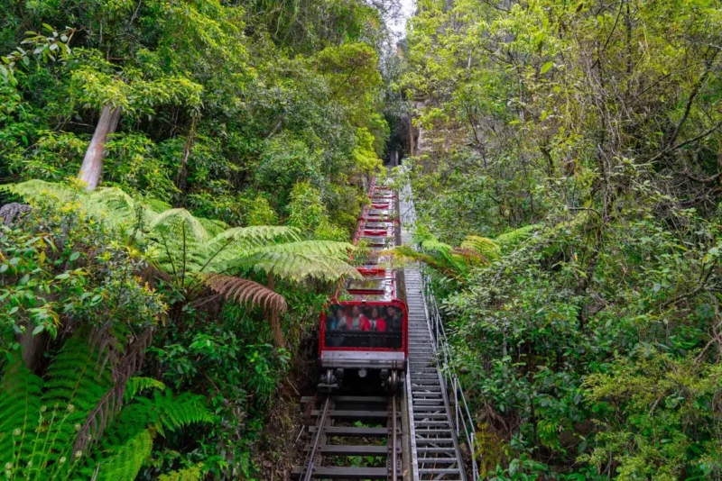 How steep is the railway in the Blue Mountains